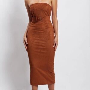 NWT MESHKI Elegant Strapless Brown Dress Size L